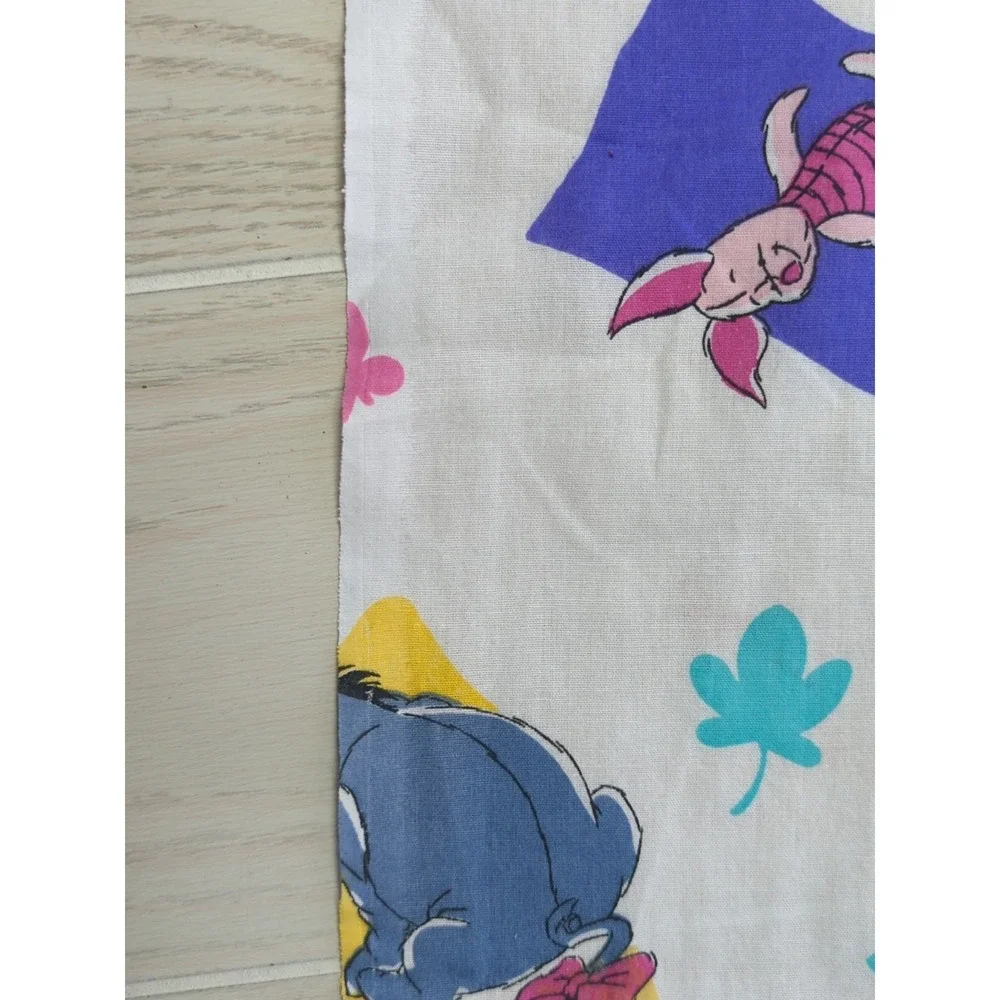 Vintage Winnie the Pooh squares butterflies Fabric piece part of sheet? 41x72 +